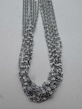 Vintage Sarah Coventry 8-Strand Silver Chain Necklace 15in Signed